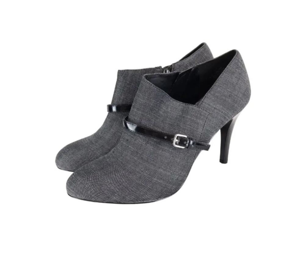 Nine West Black Grey Mariono Booties, Sz 10